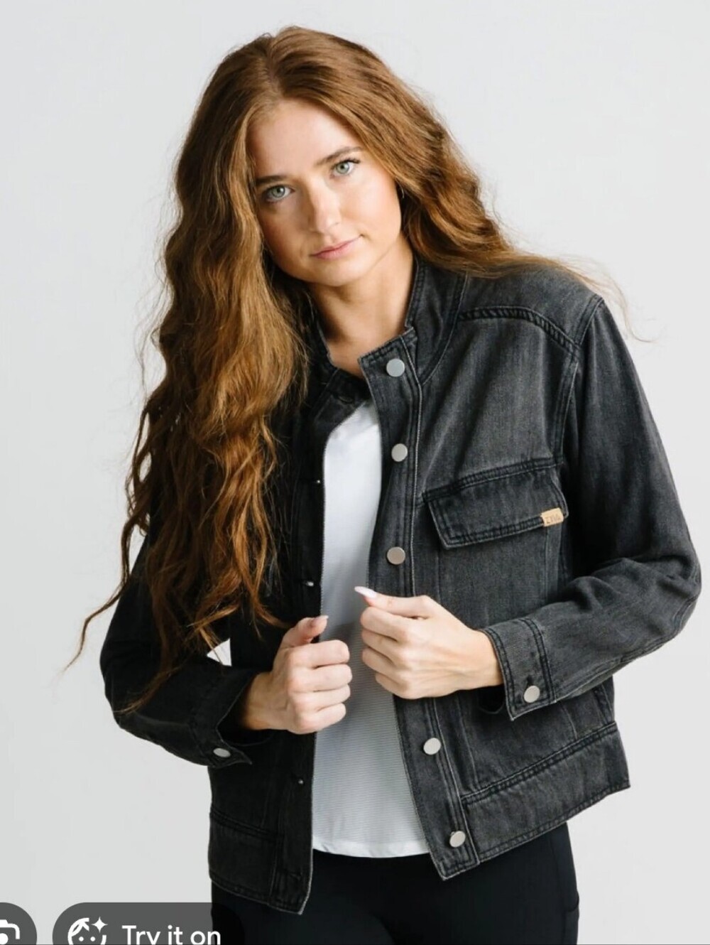 Zyia_Womens Black Washed Denim Jacket_XL